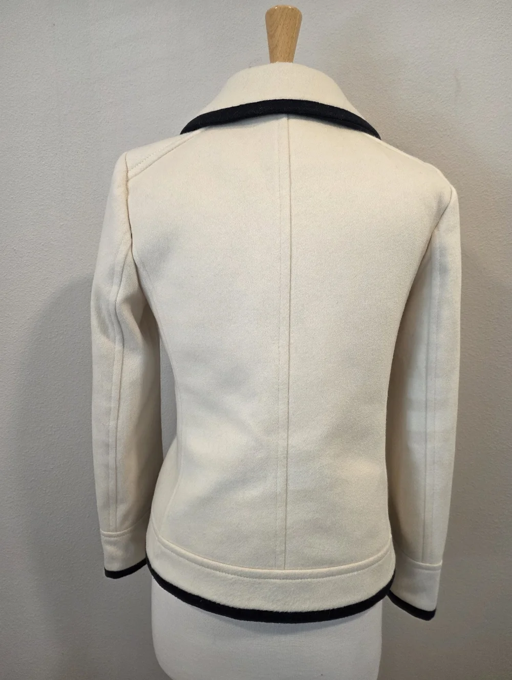 J Crew Tipped Cream Wool Nello Gori Peacoat - Picture 6 of 7
